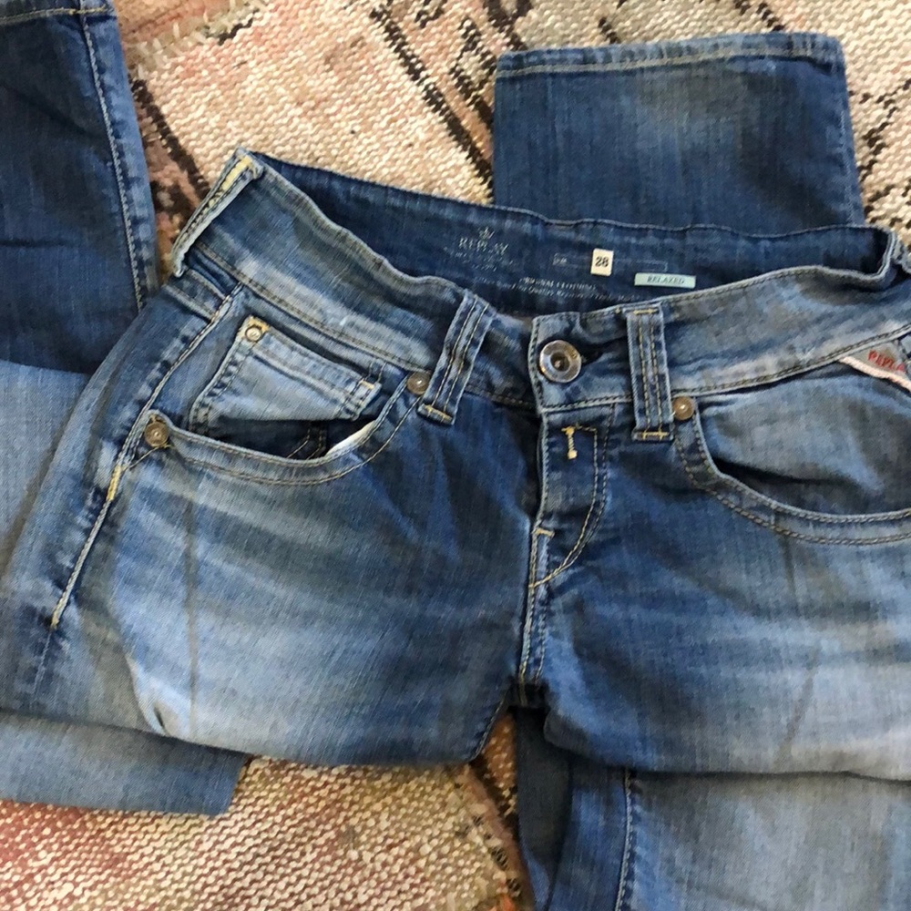 Replay relaxed fit low rise jeans